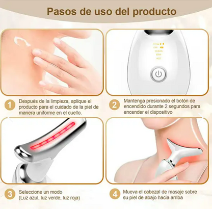 MASAJEADOR FACIAL Y CUELLO CON LUZ LED ✨