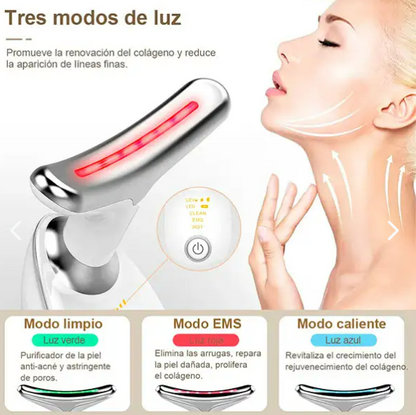 MASAJEADOR FACIAL Y CUELLO CON LUZ LED ✨